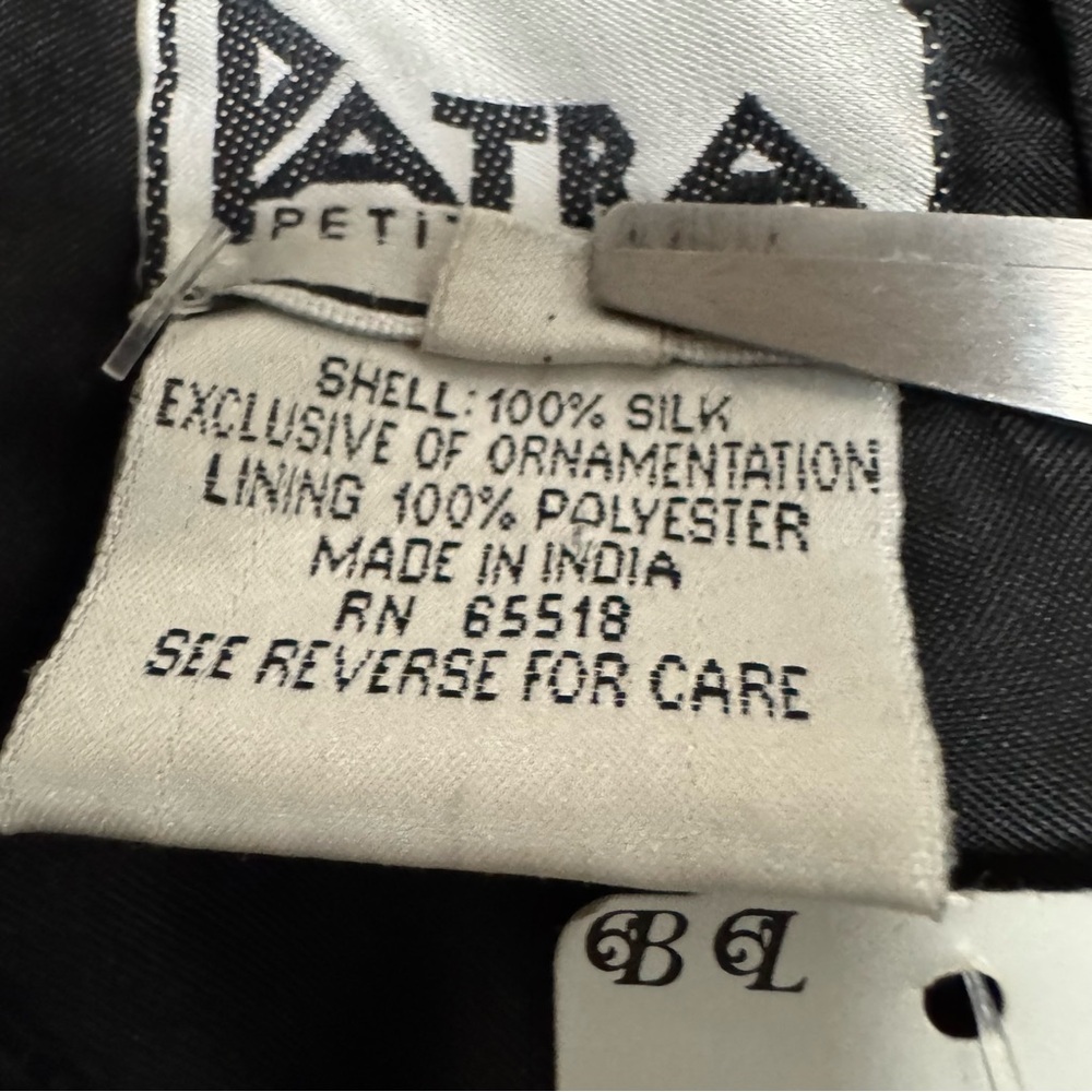 NWT Vintage Patra Petites 100% Silk Beaded Sequined Evening Top Black 80’s Sz MP - Picture 5 of 11